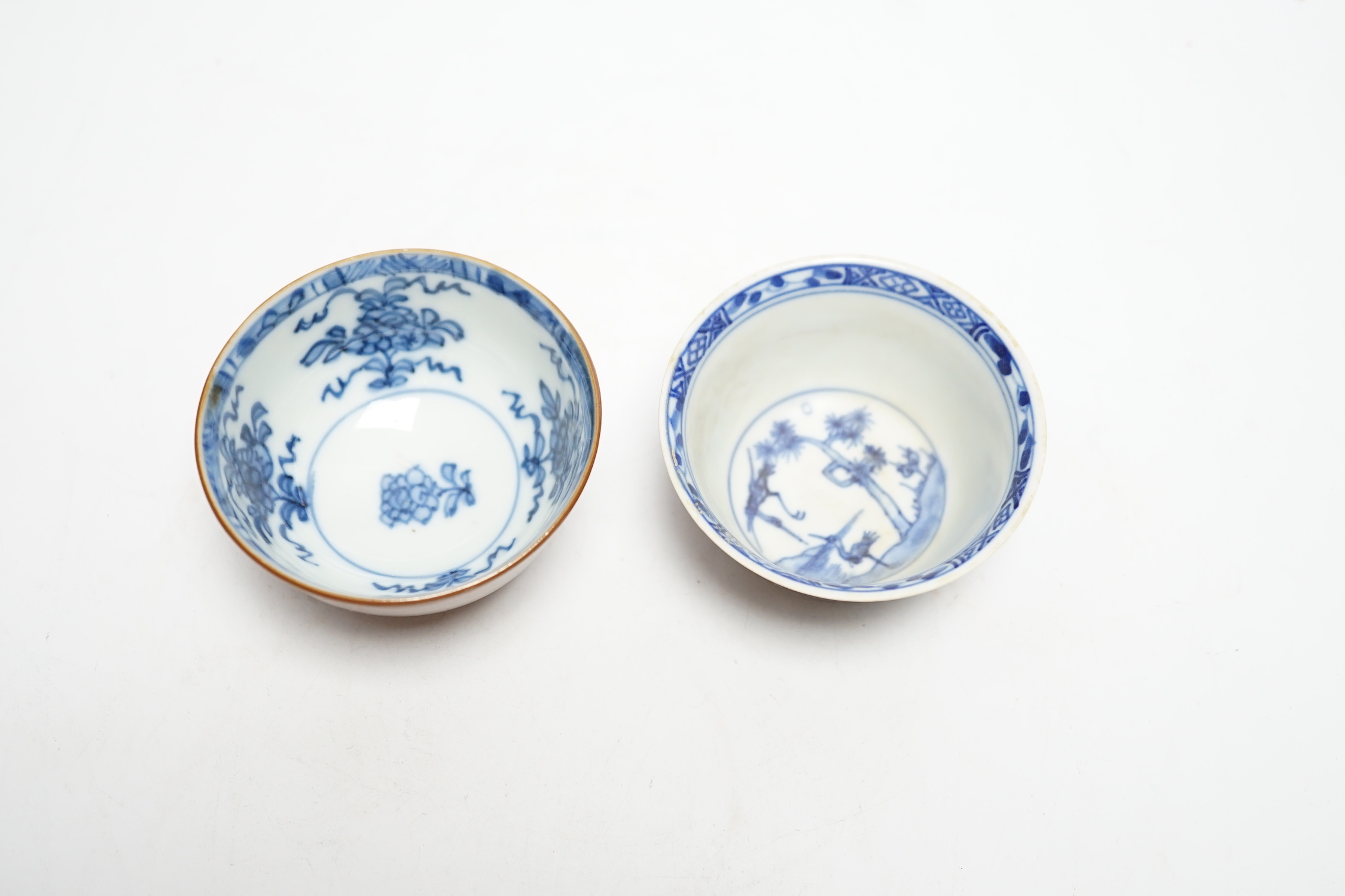 A Chinese Nanking cargo type tea bowl, another tea bowl and saucer, Qianlong period